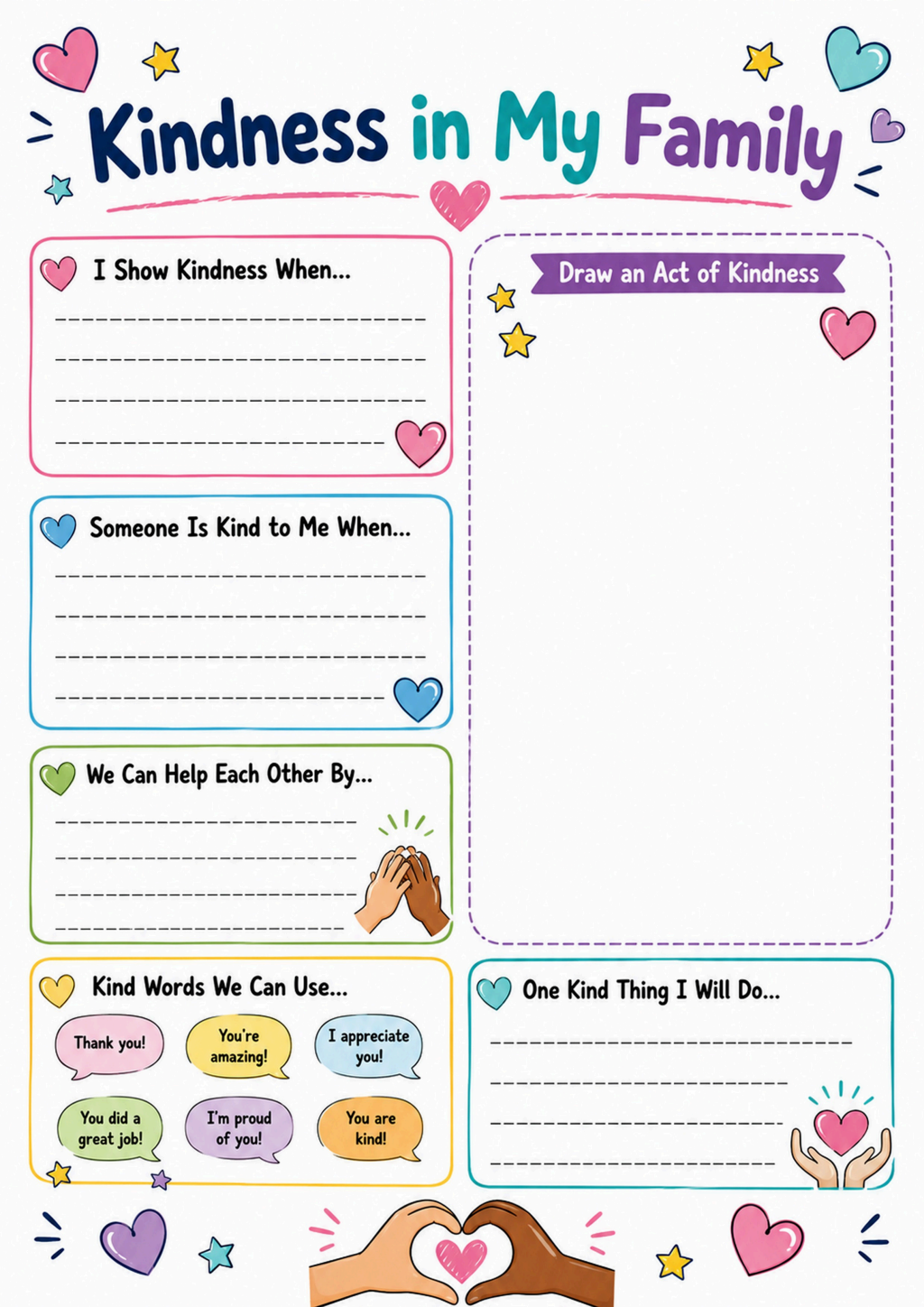 Kindness in My Family Worksheet