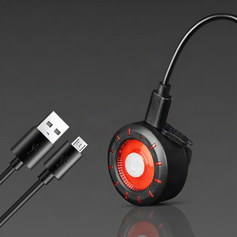 Round bicycle taillight with USB charging