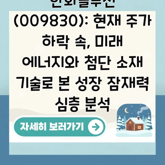 한화솔루션 (009830): 현재 주가 하락 속, 미래 에너지와 첨단 소재 기술로 본 성장 잠재력 심층 분석