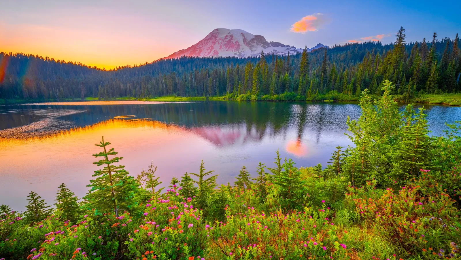 Mount Rainier At Reflection Lake - Landscape Photography 5K Wallpaper (6144x3469)