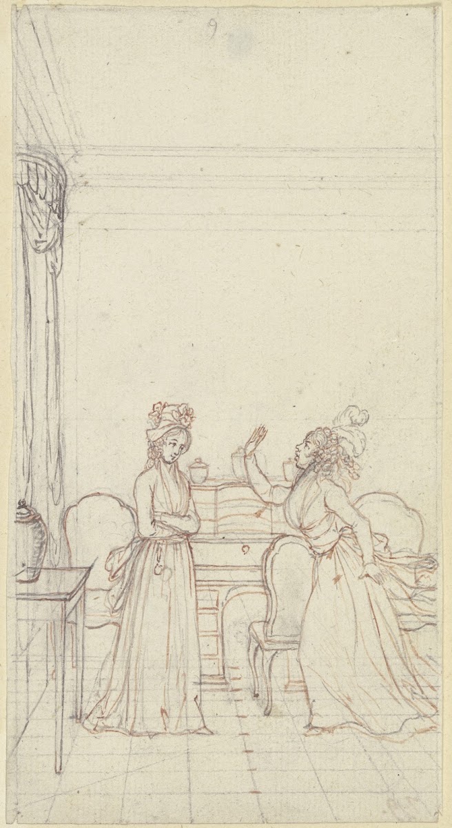 Links steht Clarissa leicht nach rechts gewandt ca 1795
