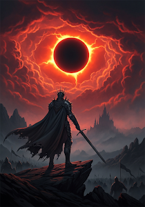 Dark Knight Eclipse Castle Fantasy Epic Painting