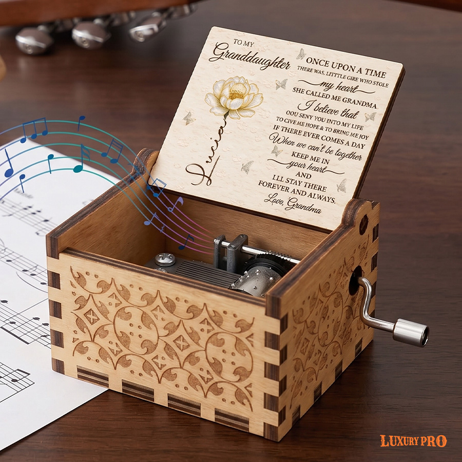 Wooden music box ornament