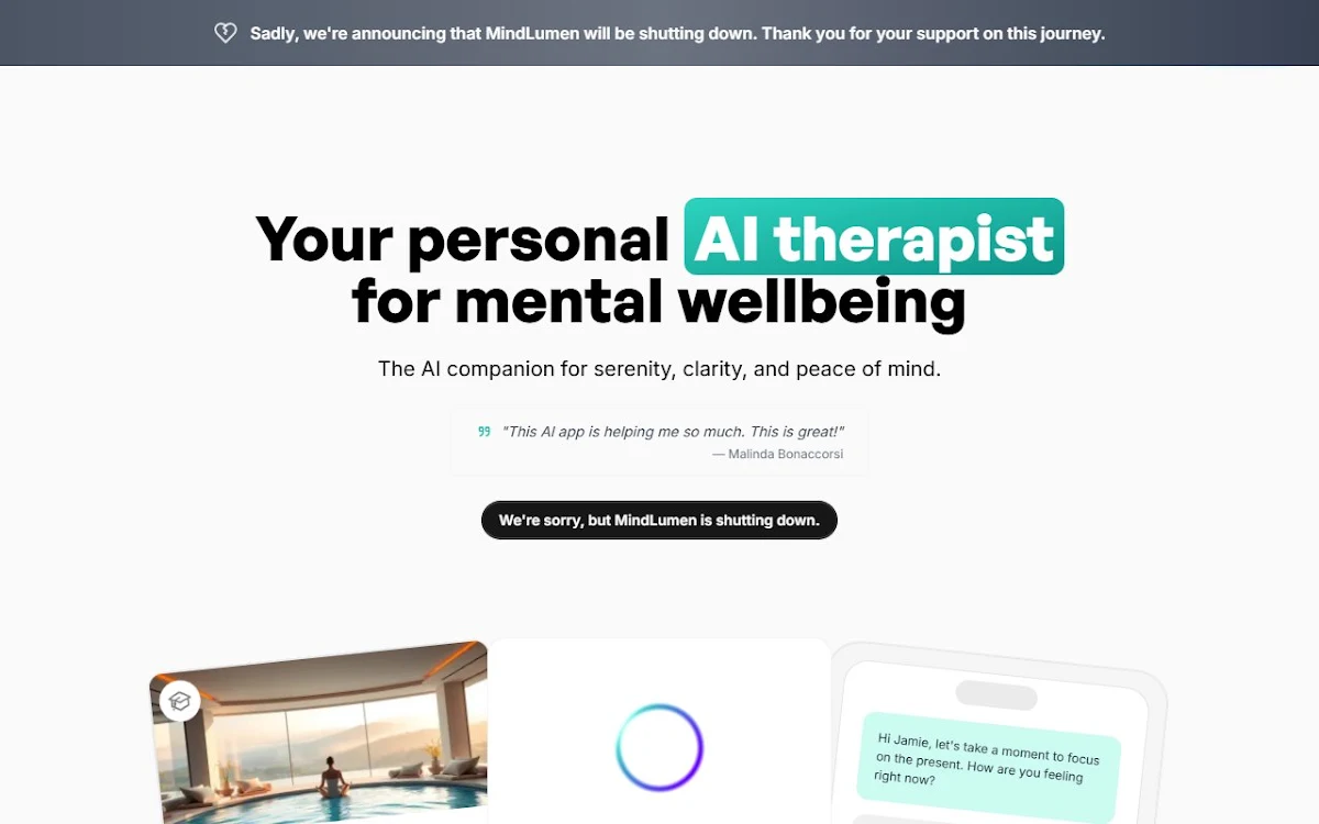 Captura de MindPeace - AI Therapist