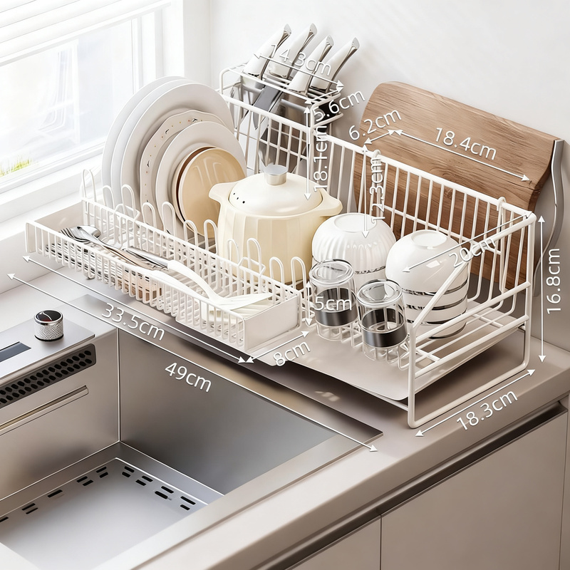 Stainless steel dish rack for dishes and utensils
