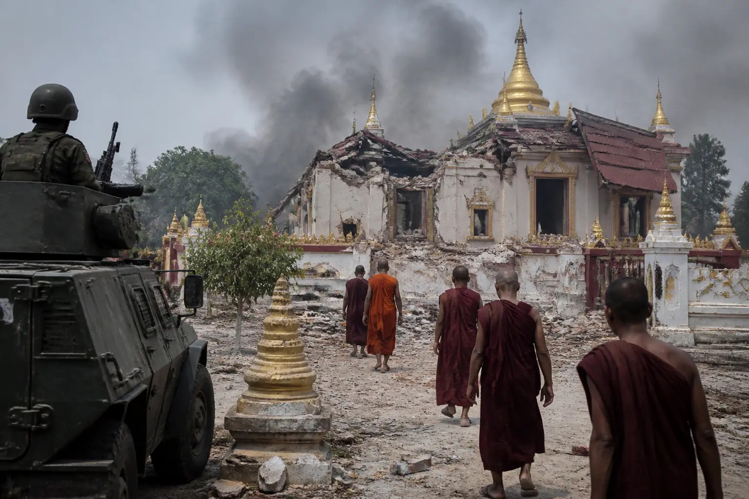 Editorial image for Fourteen killed in strike on Myanmar monastery