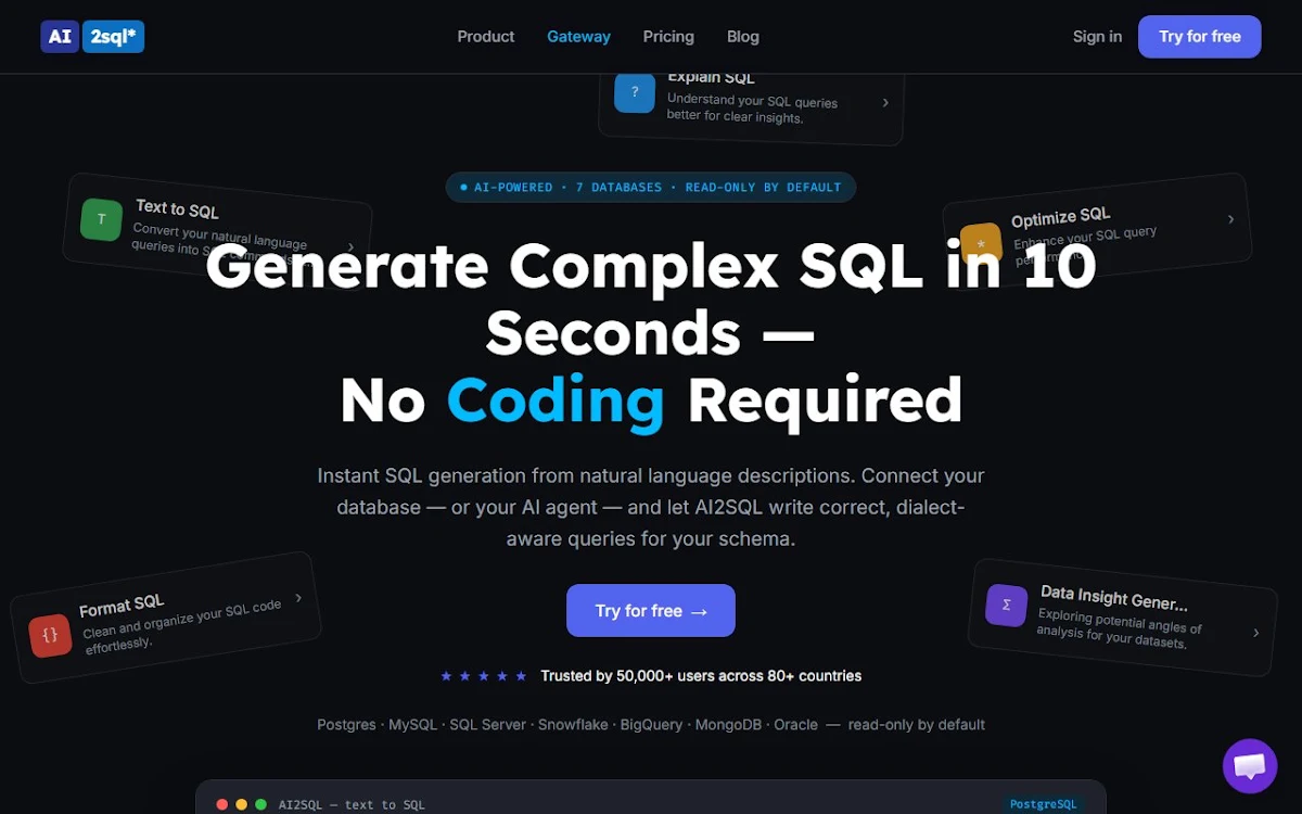 Captura de AI2sql 2.0
