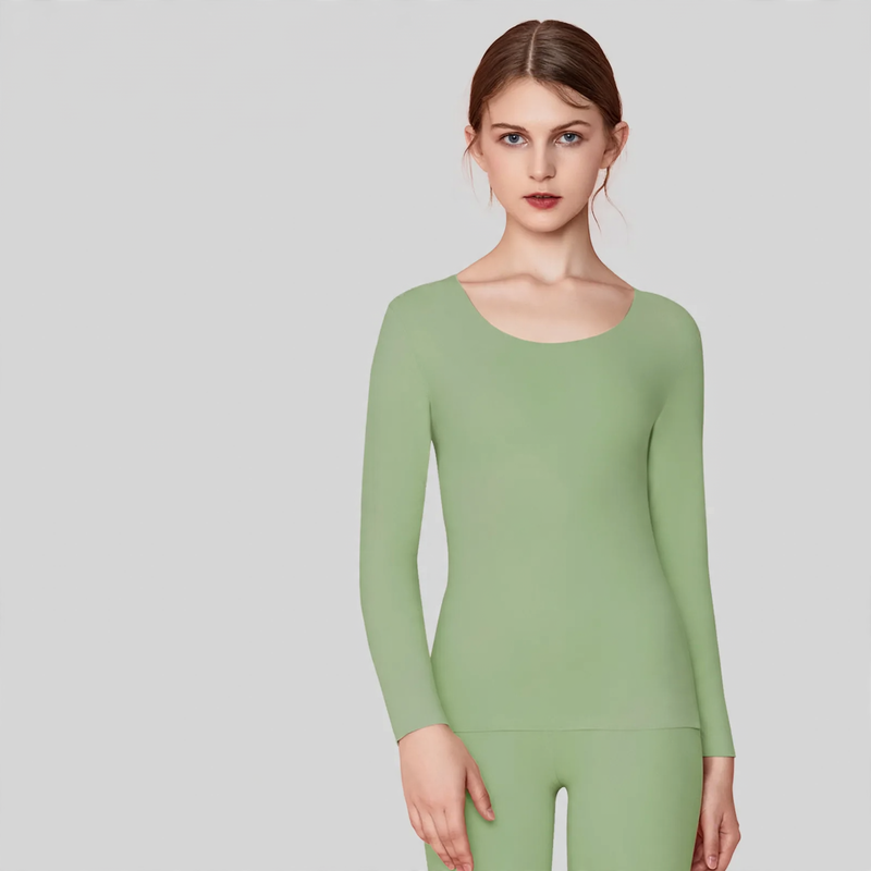 Women's thermal underwear set, lined, round neckline