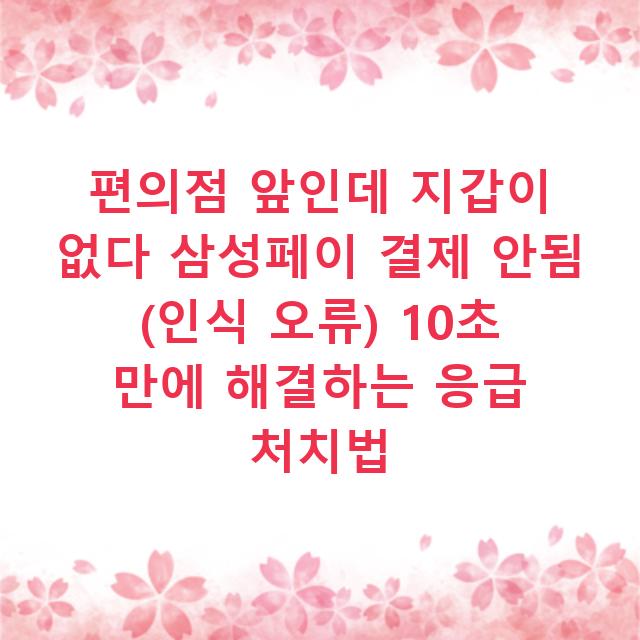 편의점 앞인데 지갑이 없다 삼성페이 결제 안됨 (인식 오류) 10초 만에 해결하는 응급 처치법