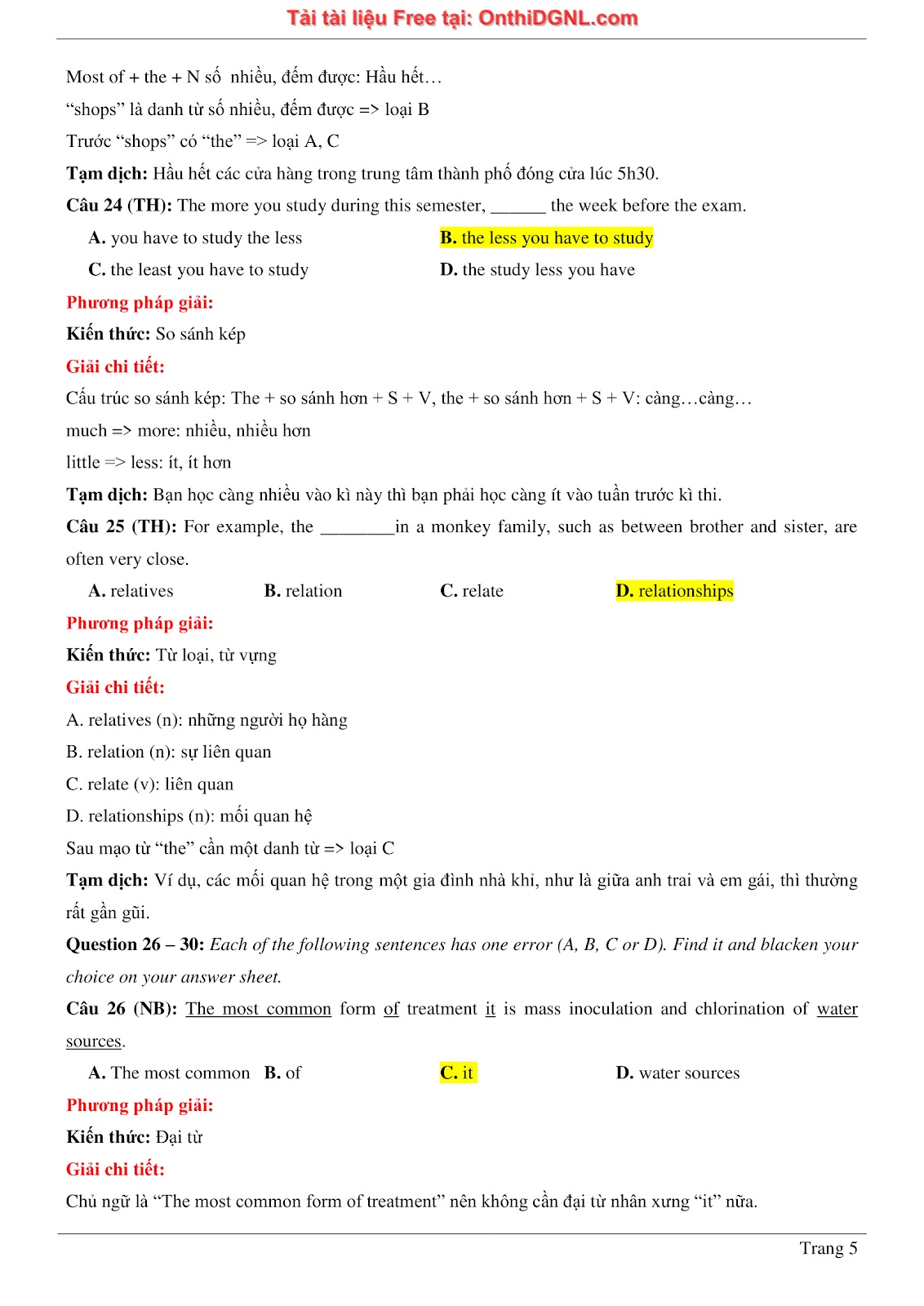 800 bài tập môn Tiếng Anh - Ôn thi ĐGNL ĐHQG TP HCM Phần 10