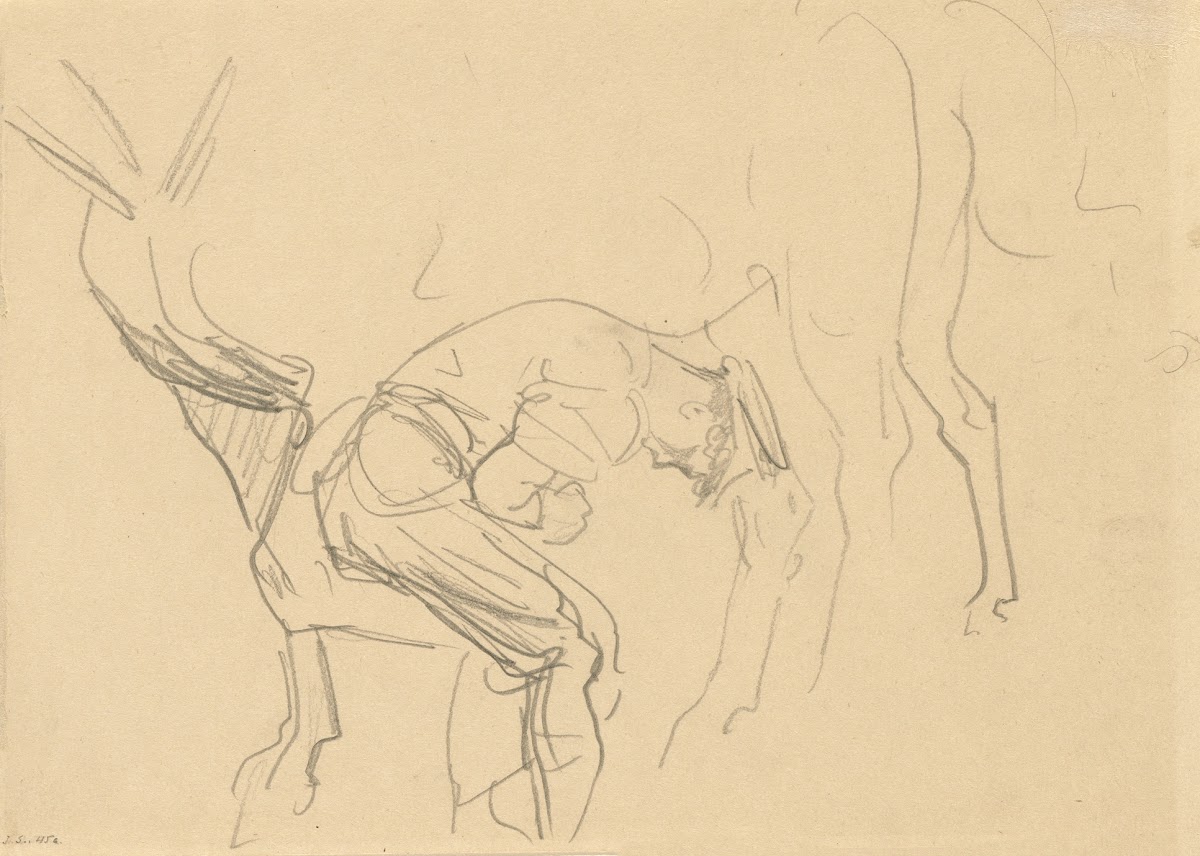 Study for Shoeing Calvary Horses at the Front verso 1918