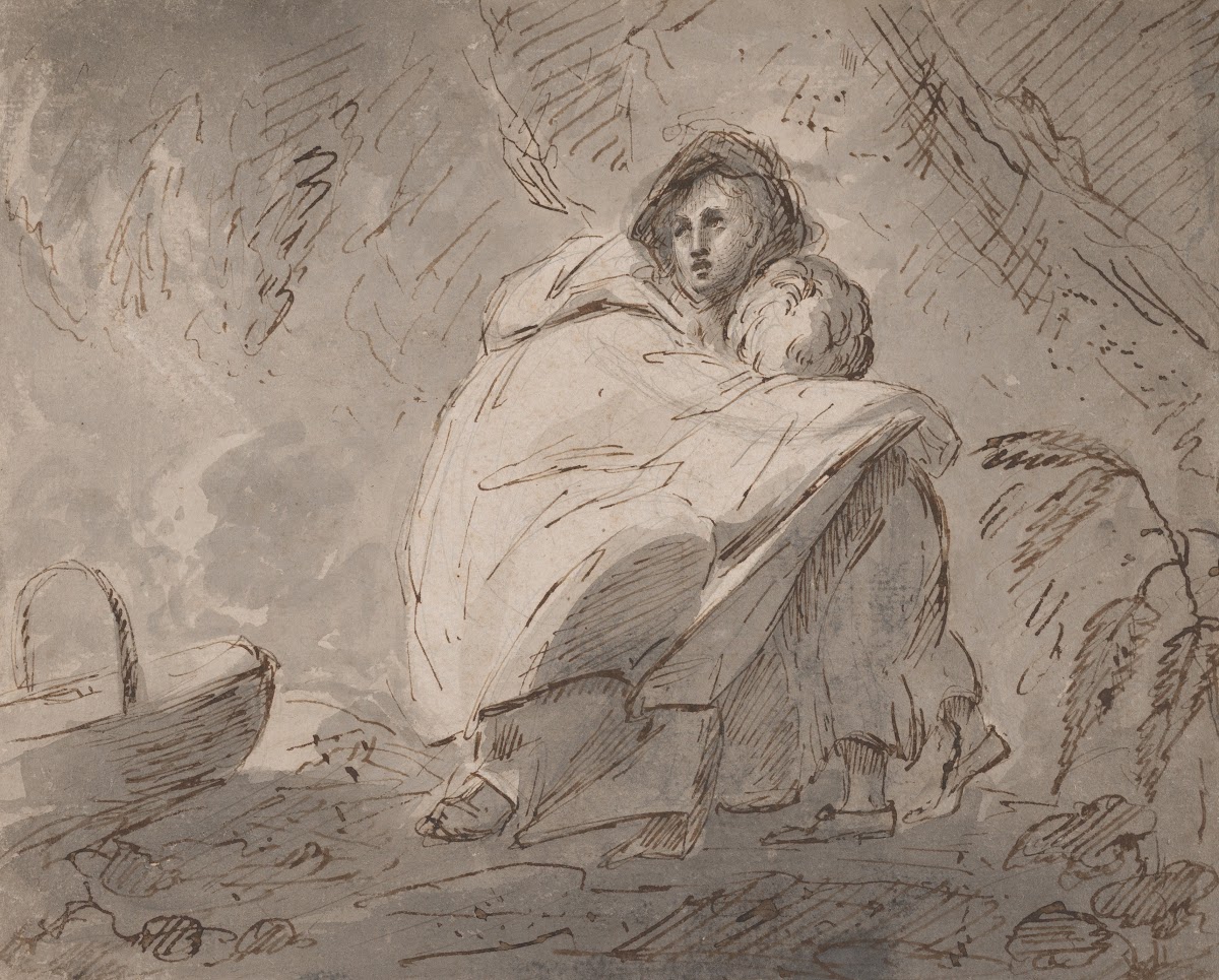 Woman Sheltering a Child in a Landscape 177080