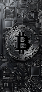 Bitcoin Cryptocurrency Symbol Dark Circuit Board Texture
