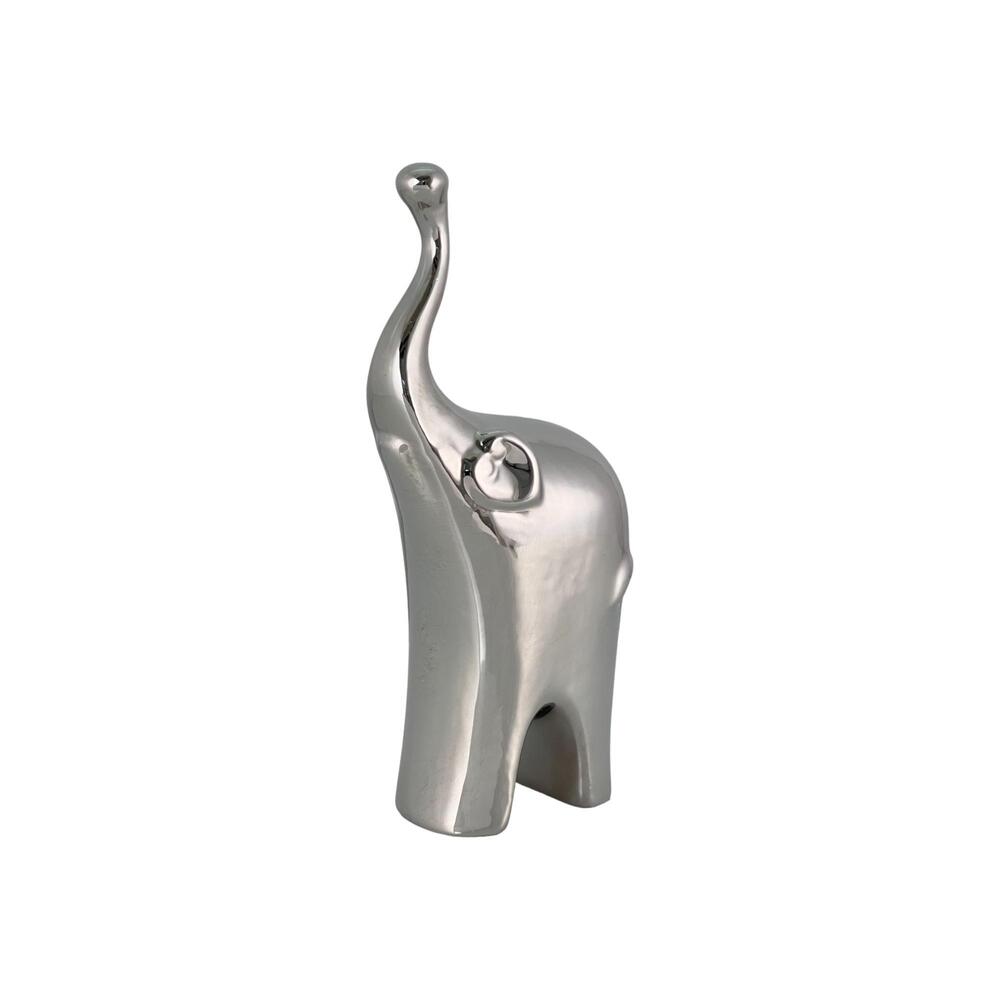 Figura decorativa de dolomita Concepts™ Elefante de 22 cm, color plateado