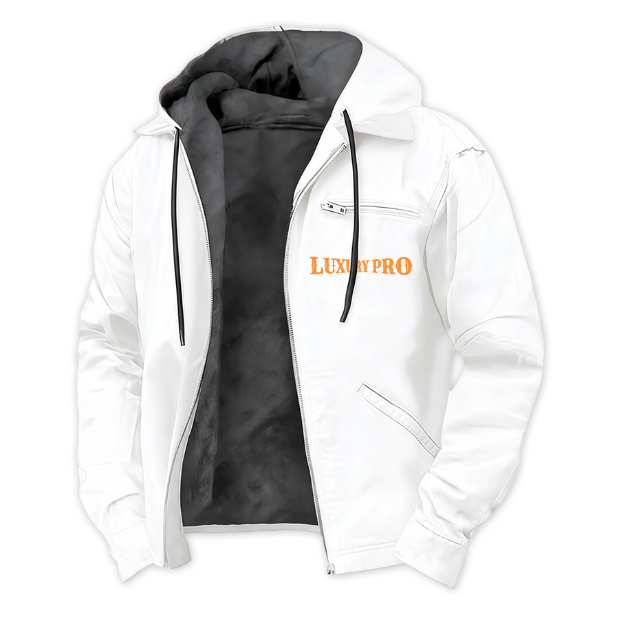 2D Hooded fleece zip-up jacket