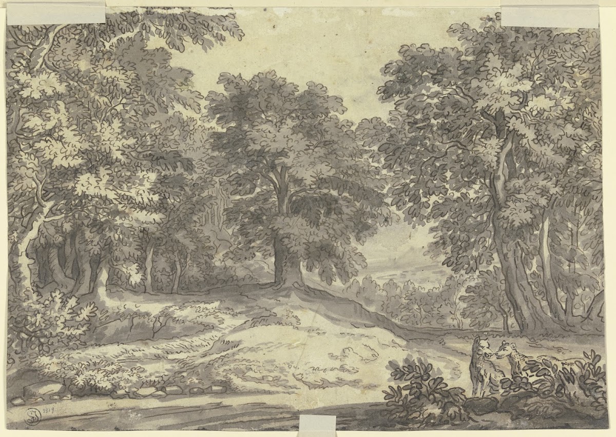 Landschaft mit zwei Hunden