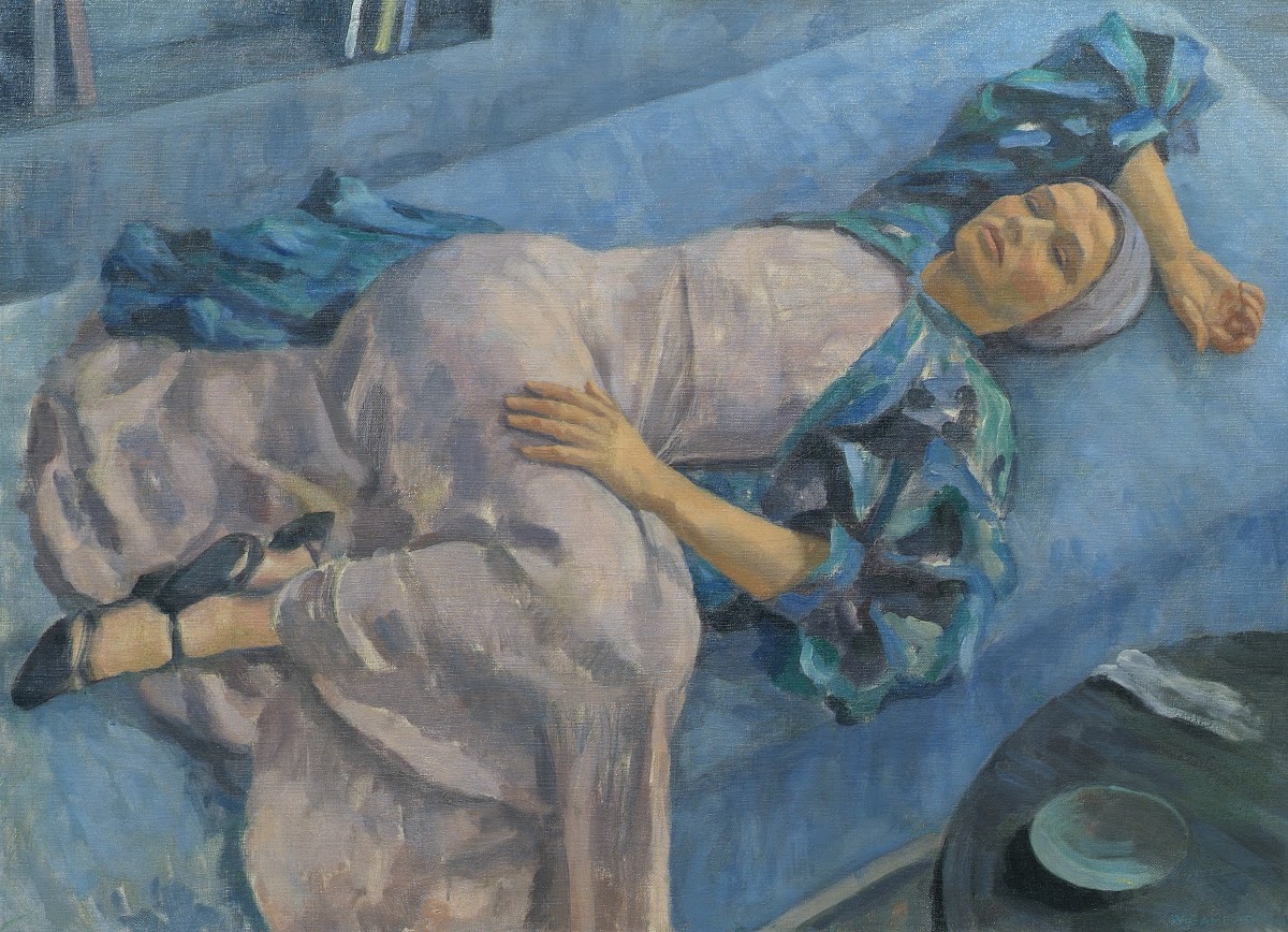 Grete Gamerith Auf Blauer Couch 1936