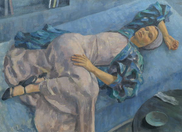 Grete Gamerith Auf Blauer Couch 1936