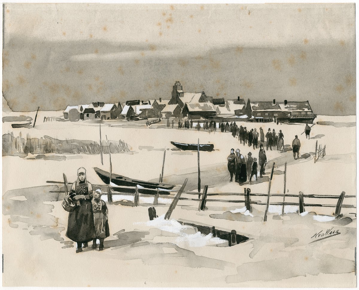 Gezicht op Marken in de winter