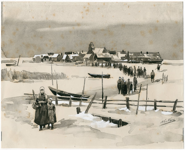 Gezicht op Marken in de winter