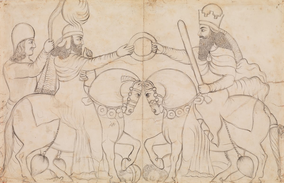 Drawing Of Sasanian Rock Relief Ardashir I R AD 224 241 And The Zoroastrian Divi