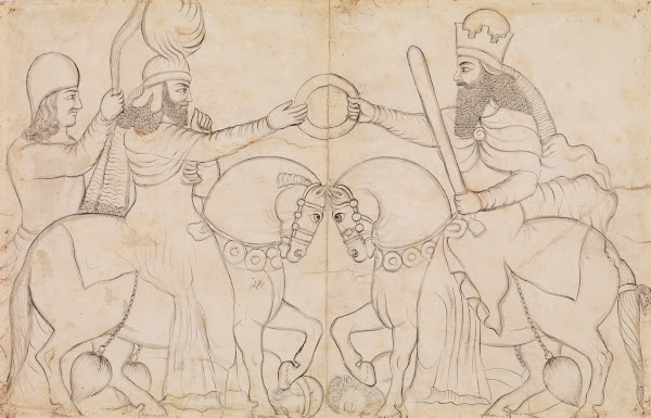 Drawing Of Sasanian Rock Relief Ardashir I R AD 224 241 And The Zoroastrian Divi