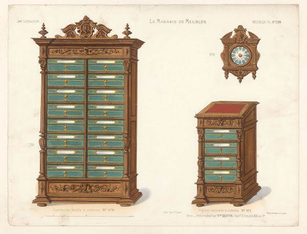 Cartonnier double à colonnes  Pupitre cartonnier à colonnes 1832   1904
