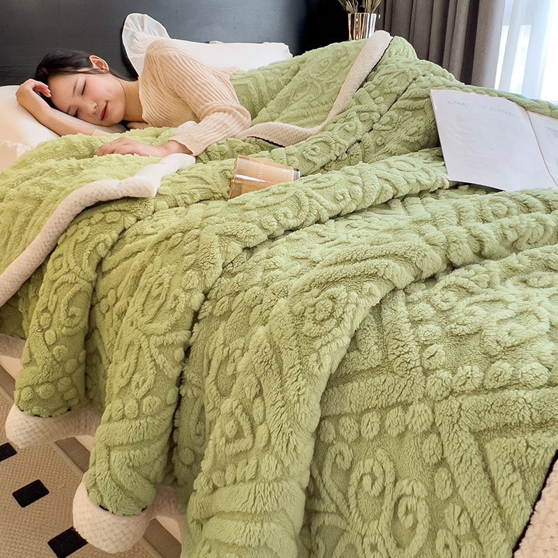 Warm milk fiber fleece cuddle blanket for everyday and office