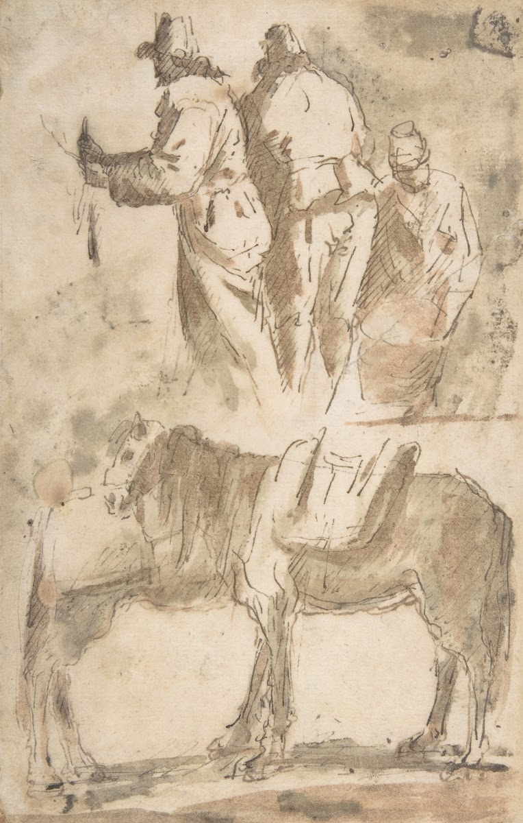 Sheet of Studies Three Figures Above Studies of Horses Below 161275