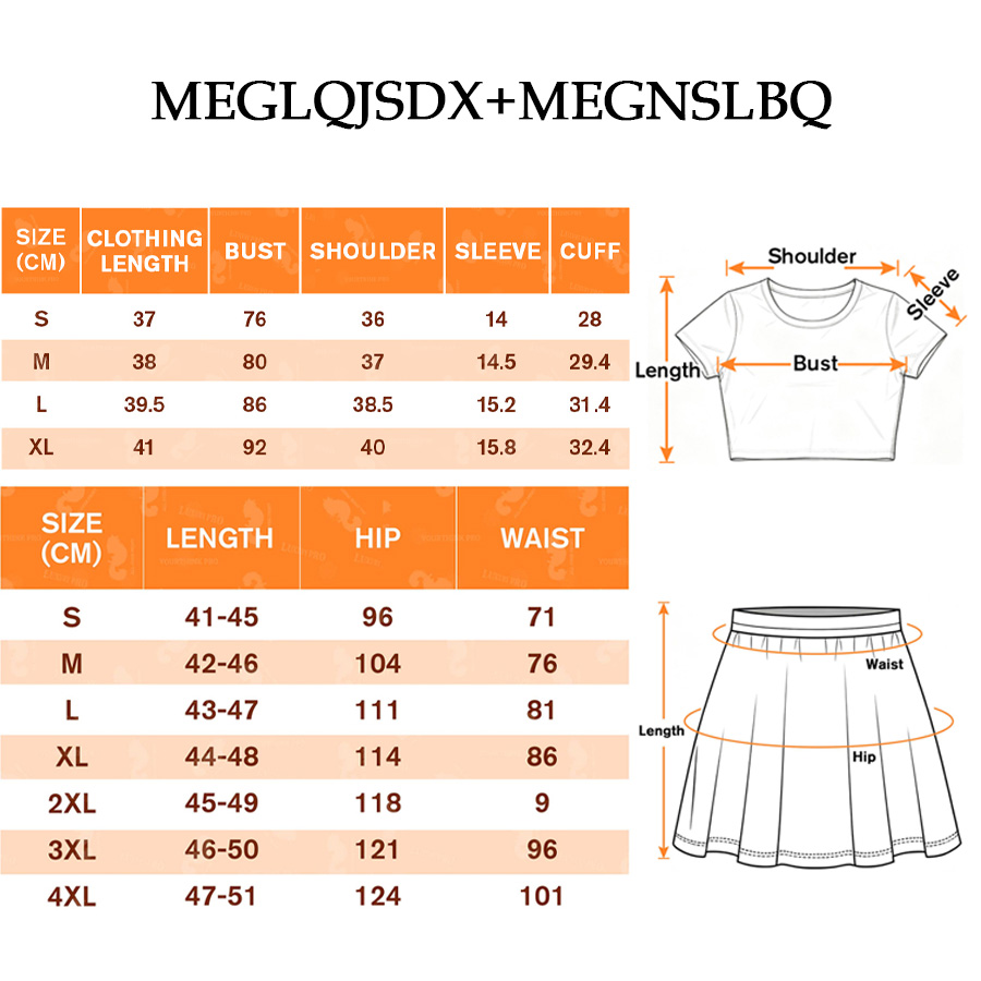 AOP MEG crop top tight short sleeved shirt+MEG women's ice skating skirt