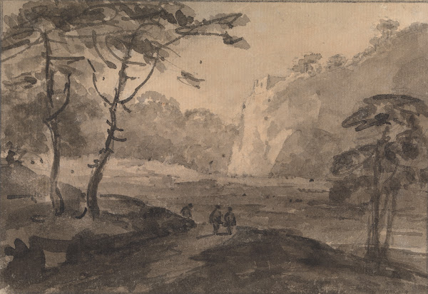 Landscape with Three Figures on a Road between 1745 and 1748