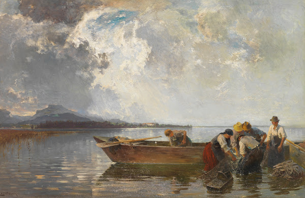 Fischerzug am Chiemsee Ca 1910 1915
