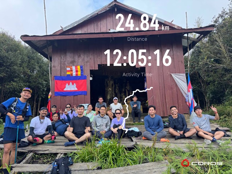 Aural One Day Challenge group at the Phnom Aural summit hut (19 Sep 2026 trip, 24.84 km) – KHMER Travel and Tour