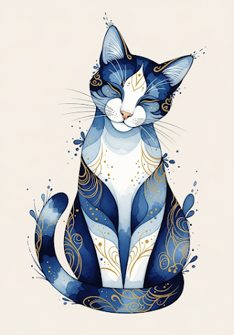 Abstract Watercolor Cat
