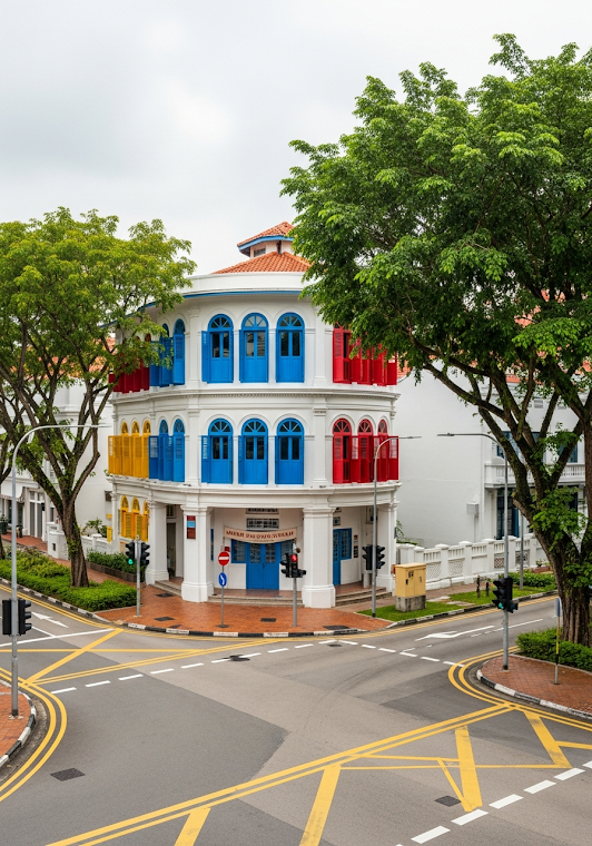 Colorful Corner Building Tree