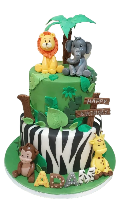 Jungle Animals Themed Birthday Cake CB-NC558