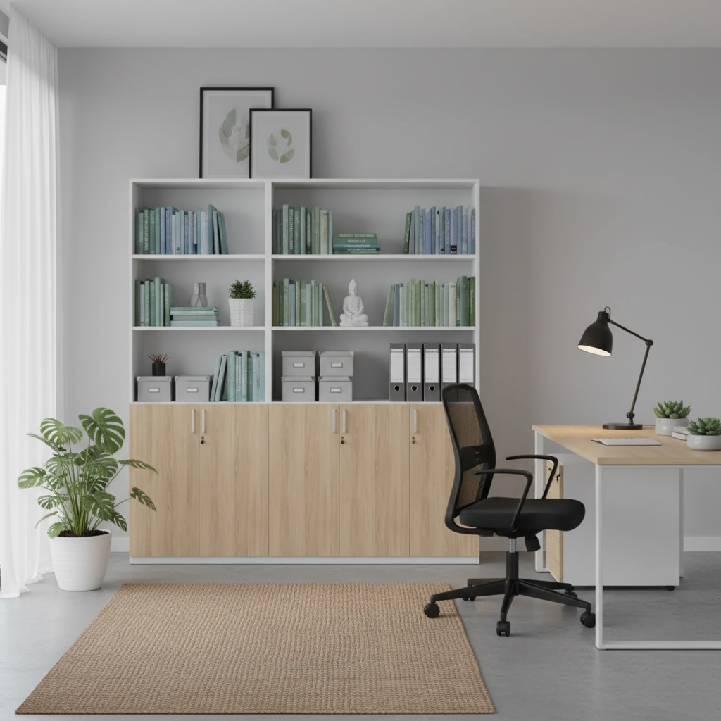 RADAR Color Full Height Five-Lower Door and Top Open Storage Cabinet