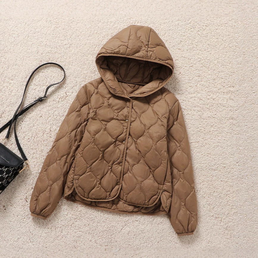 Lightweight Women's Down Jacket, Short, with Hood