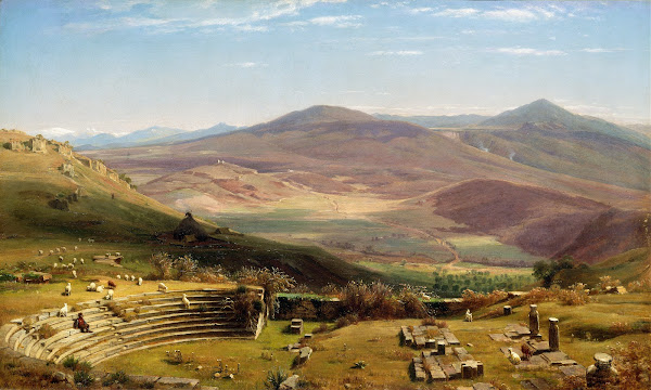 The Amphitheatre of Tusculum and Albano Mountains Rome 1860