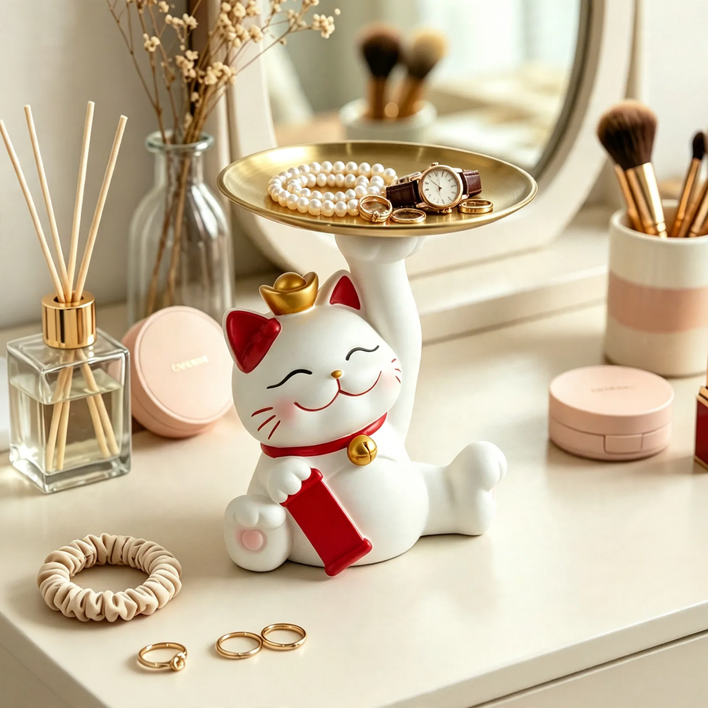 Lucky Cat Jewelry Tray and Key Holder