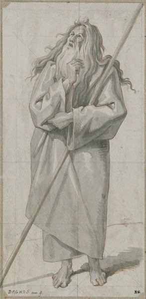 Abraham met staf de blik omhoog gericht