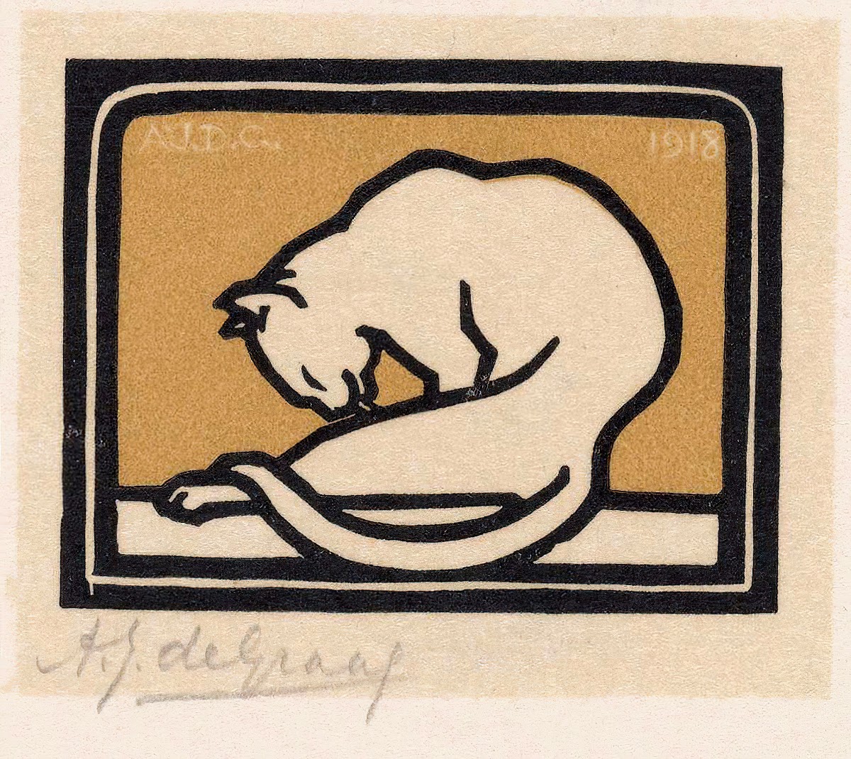 Zich wassende kat 1918