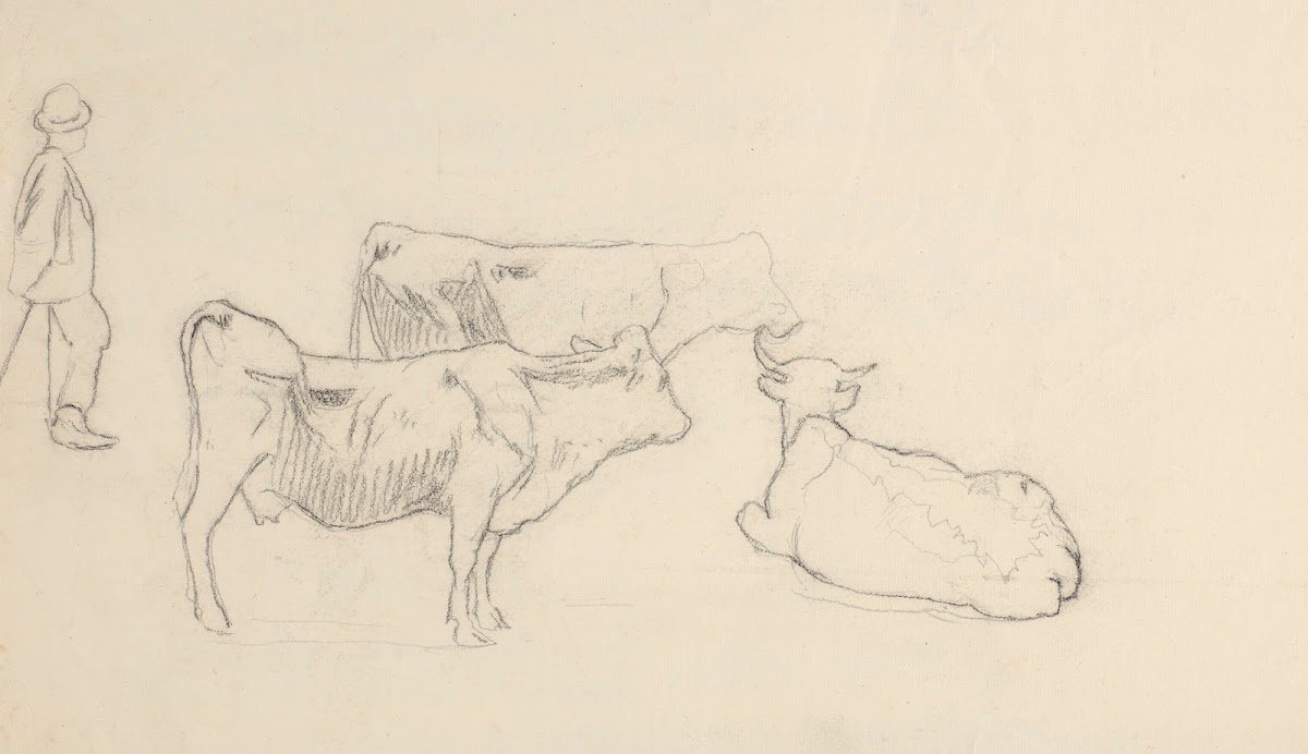 Shepherd and Three Cows 1890   1910