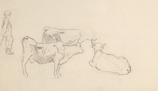 Shepherd and Three Cows 1890   1910