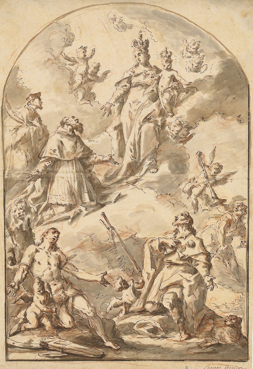 The Crowned Madonna and Child in Glory with Saints Sebastian Roch Jerome and Joh
