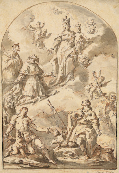The Crowned Madonna and Child in Glory with Saints Sebastian Roch Jerome and Joh