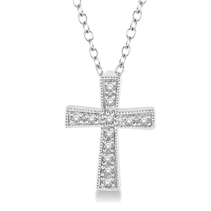 Silver Cross Diamond Fashion Pendant