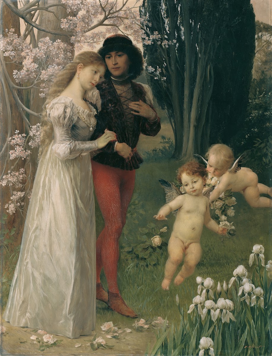 Francesca da Rimini und Paolo Junges Paar im Garten 1890