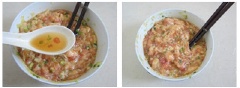 Tiếp đến bạn cho nước tương, muối, rượu nấu ăn, trộn đều cùng thịt. Vo thịt thành từng viên nhỏ vừa ăn. Bắc chảo ngập dầu lên bếp ở lửa vừa.