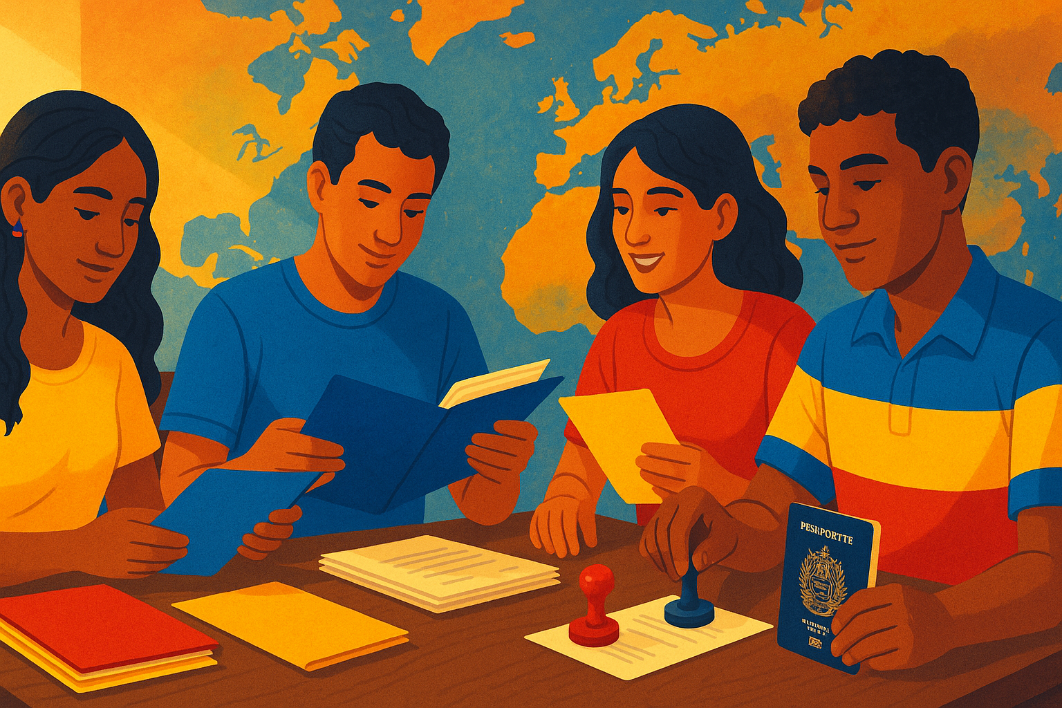 venezolanos en el exterior organizando trámites migratorios y documentos apostillados